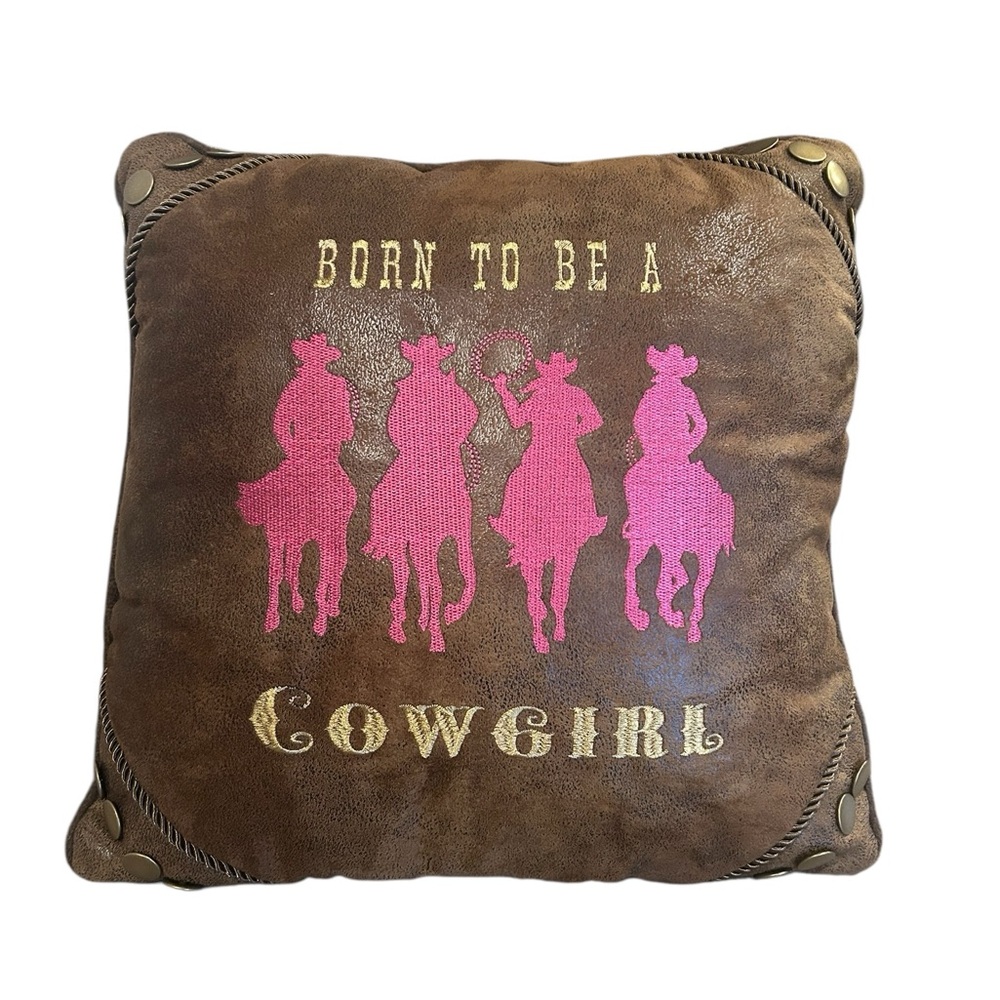 NWT Carstens Brown “Born To Be A Cowgirl Pillow” -Never Used!
